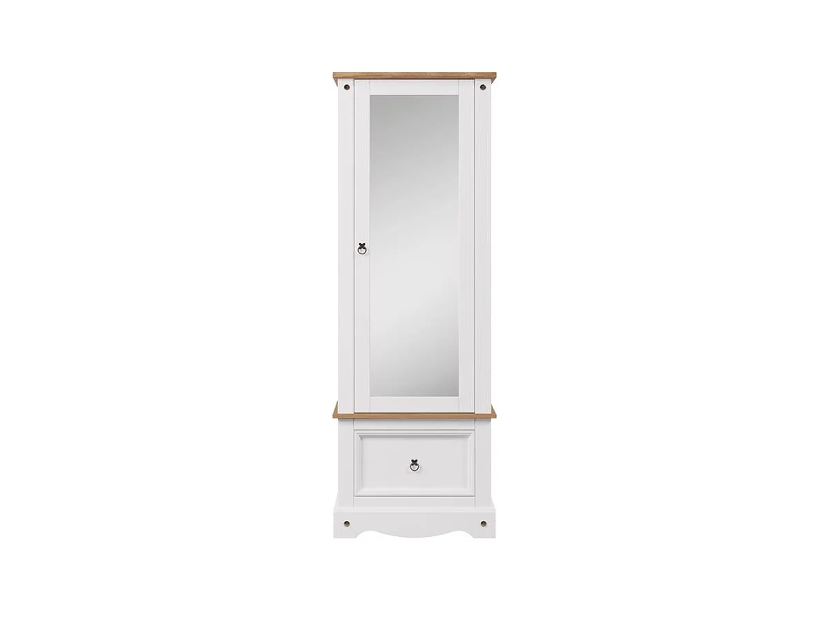 Core Core Corona White Wax Mirrored Door Wardrobe