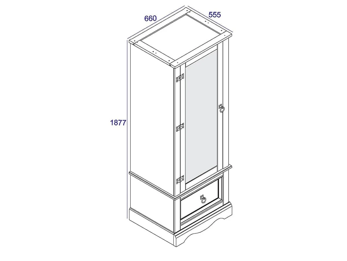 Core Core Corona White Wax Mirrored Door Wardrobe