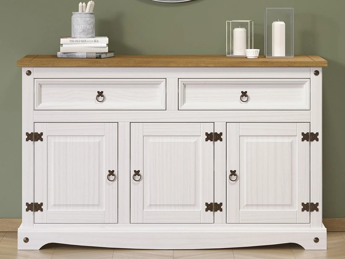 Core Products Core Corona White Wax 3 door 2 Drawer Sideboard