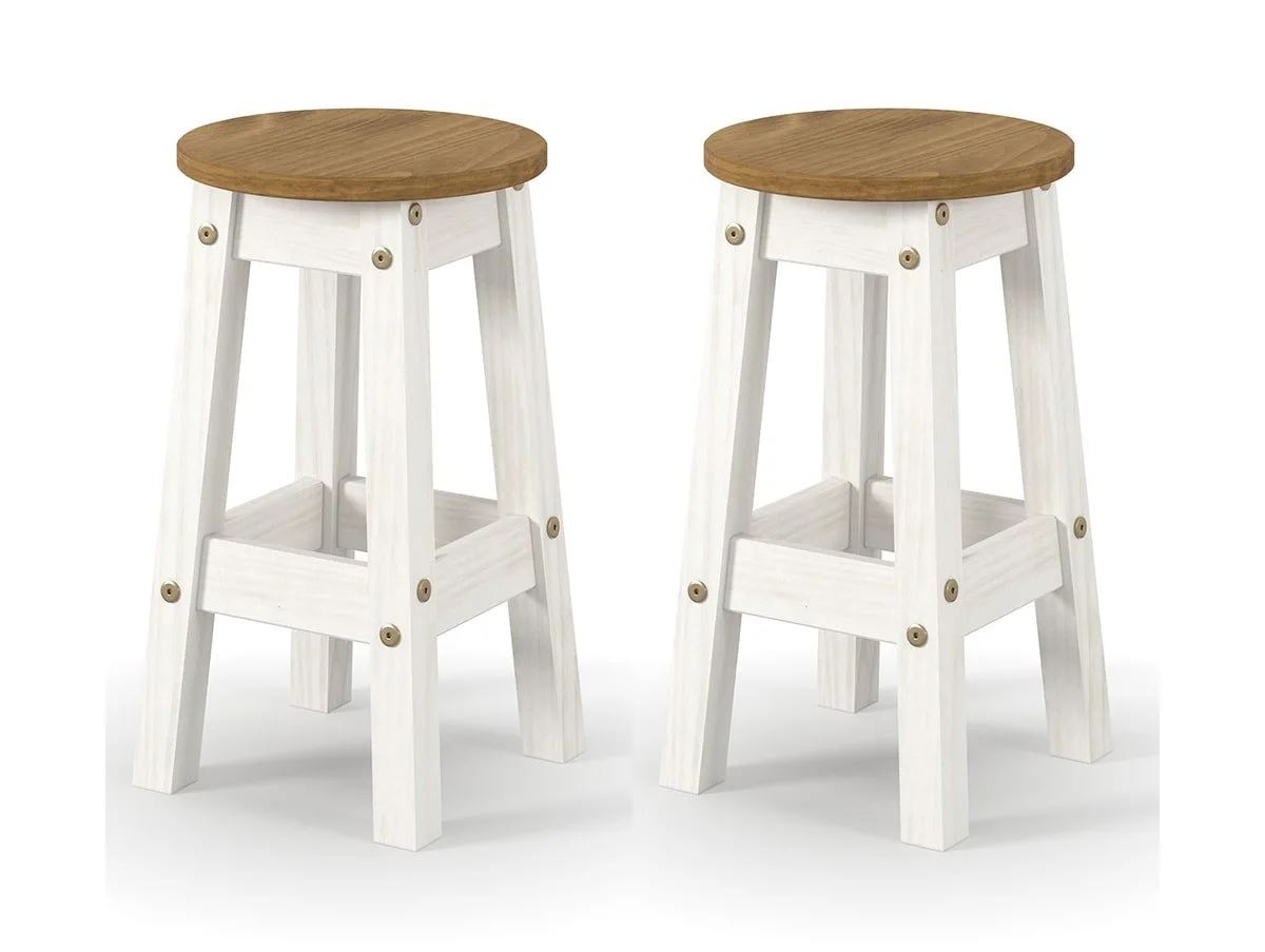 Core Core Corona White Wooden Set of 2 Low Dining Stools