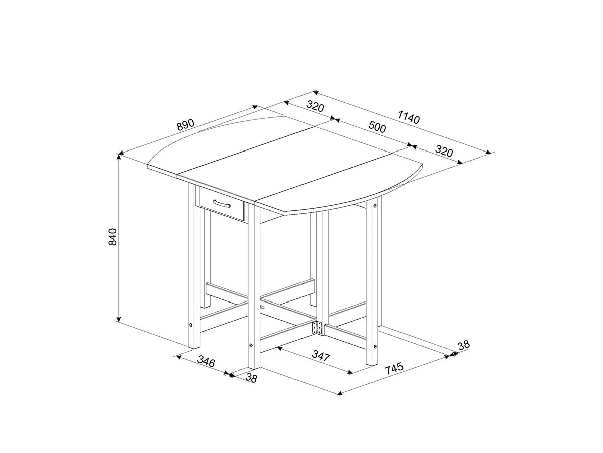 Core Core Corona White Oval Breakfast Drop Leaf Table and 2 Stools Set