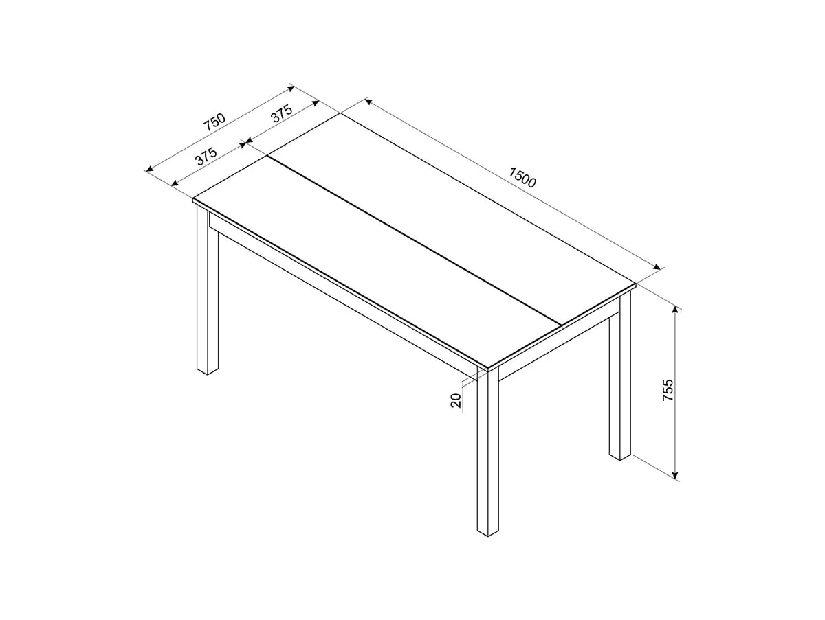 Core Products Core Linea Grey 150cm Rectangular Dining table
