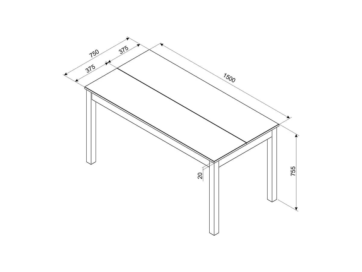 Core Core Linea Grey 150cm Rectangular Dining Table