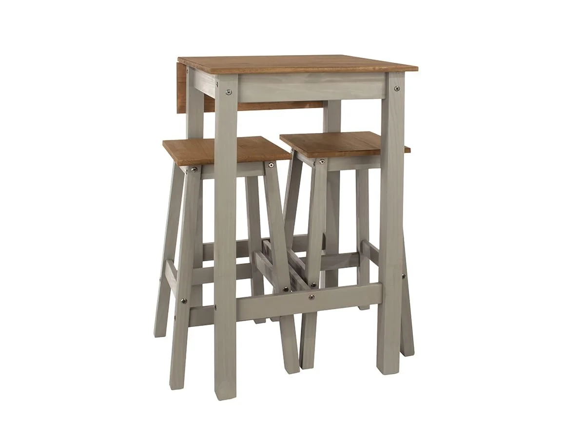 Core Core Linea Grey Drop Leaf Dining Table & 2 Stool Set