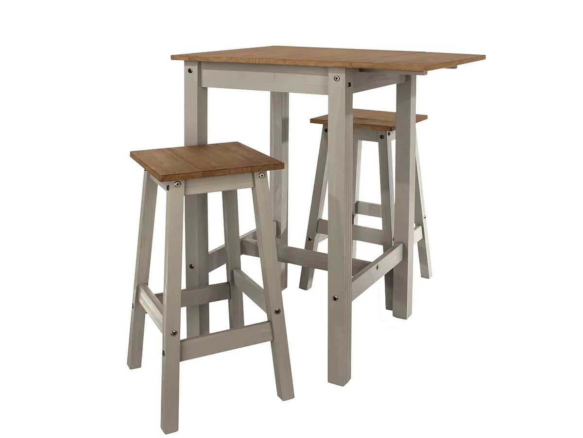 Core Core Linea Grey Drop Leaf Dining Table & 2 Stool Set