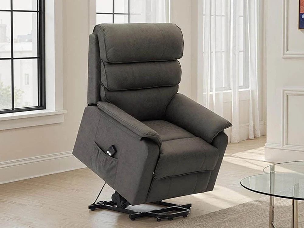 TGC TGC Lewis Single Motor Dark Grey Fabric Riser Recliner Chair