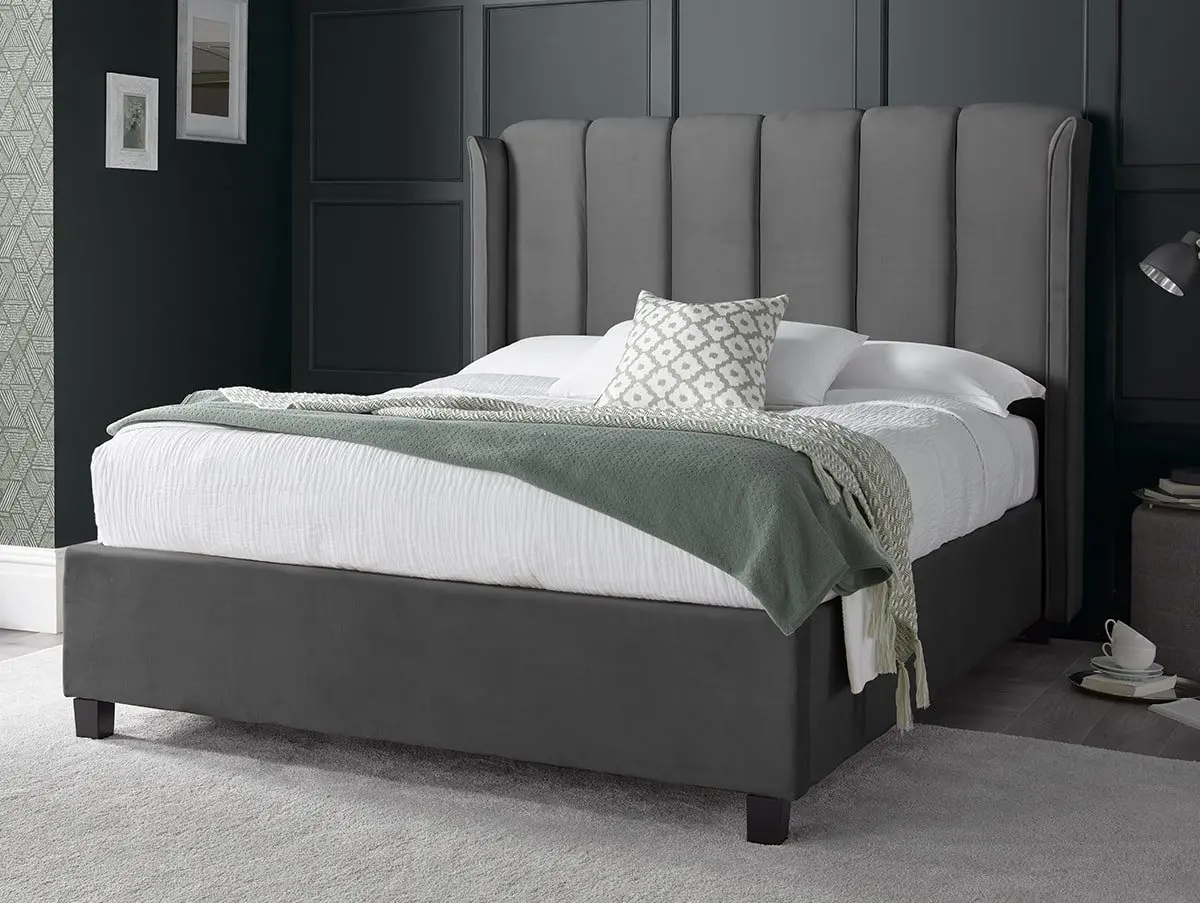 Bedmaster Bedmaster Aurora 4ft6 Double Grey Velvet Ottoman Bed Frame