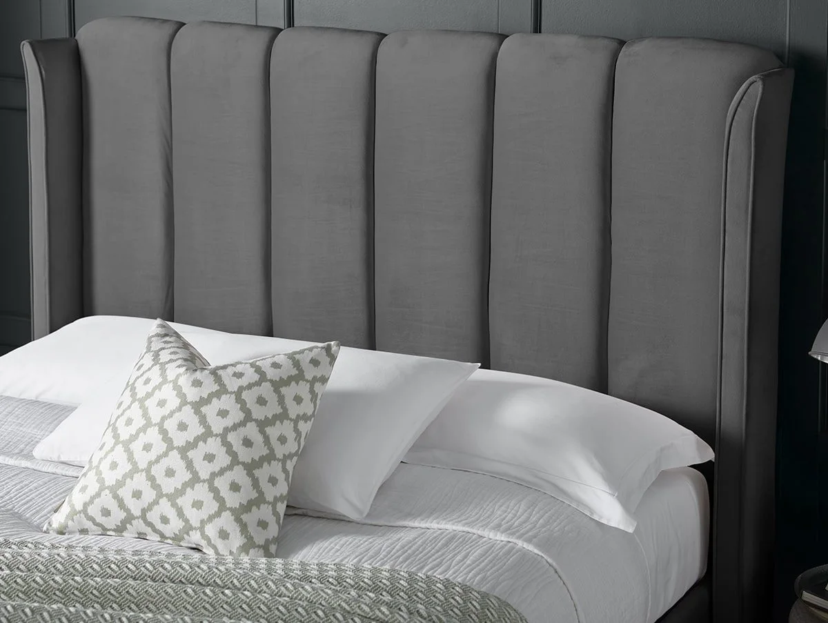 Bedmaster Bedmaster Aurora 4ft6 Double Grey Velvet Ottoman Bed Frame