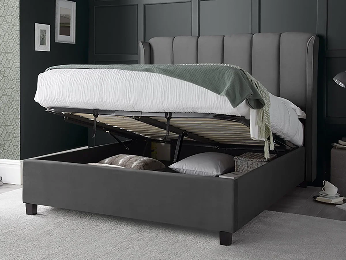 Bedmaster Bedmaster Aurora Grey Velvet Ottoman Bed Frame