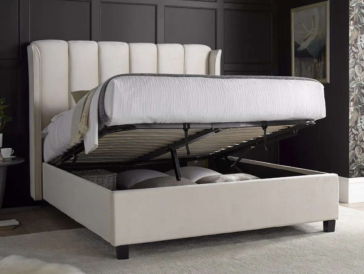 Bedmaster Bedmaster Aurora 5ft King Size Stone Velvet Ottoman Bed Frame