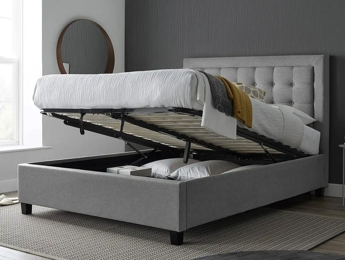 Bedmaster Bedmaster Brandon 4ft6 Double Grey Fabric Ottoman Bed Frame