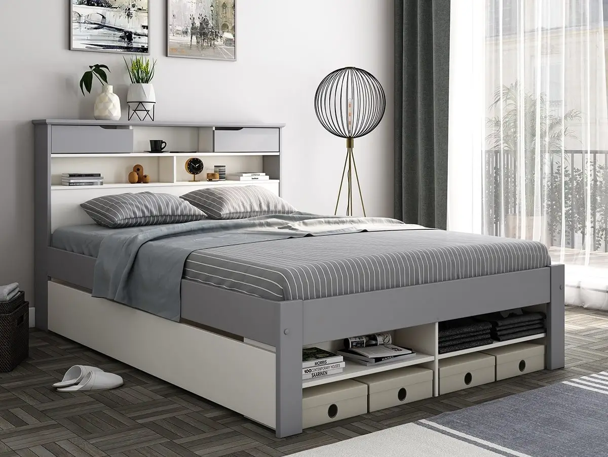 Bedmaster Bedmaster Fabio 5ft King Size Grey & White Wooden Bed Frame