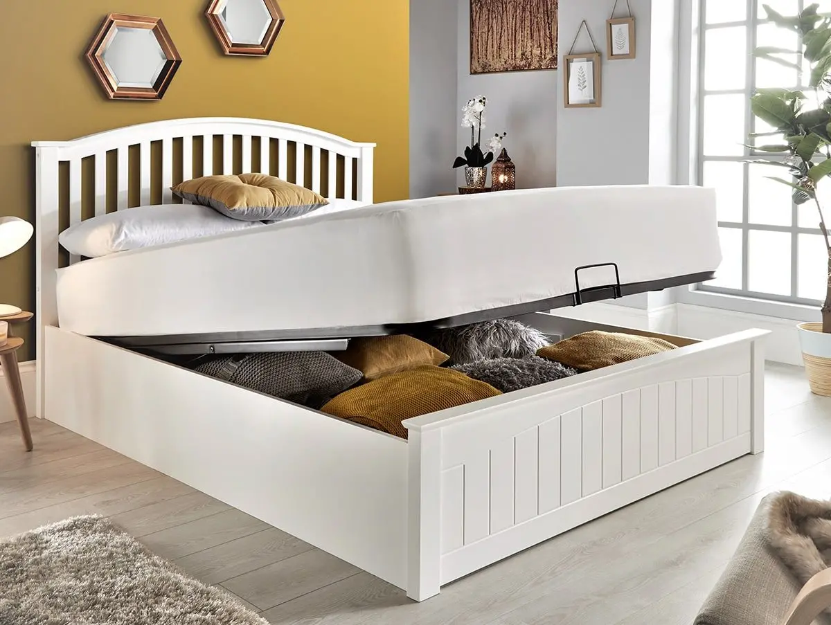 Bedmaster Bedmaster Grayson 4ft Small Double White Wooden Ottoman Bed Frame