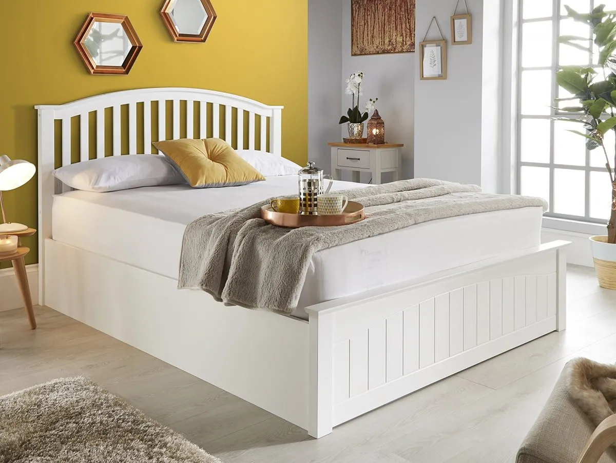 Bedmaster Bedmaster Grayson 4ft Small Double White Wooden Ottoman Bed Frame