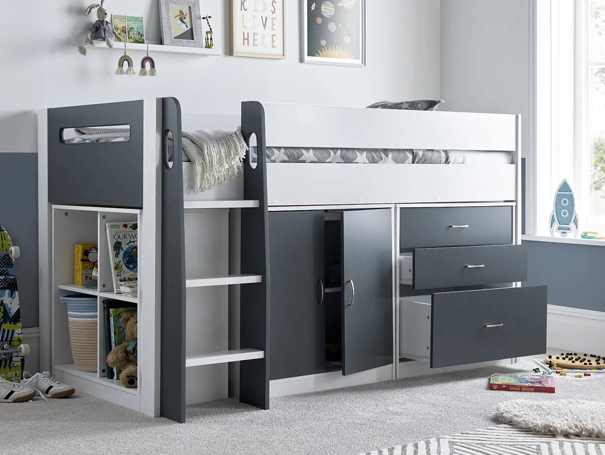 Bedmaster Bedmaster Lacy Grey & White Mid Sleeper Bed Frame