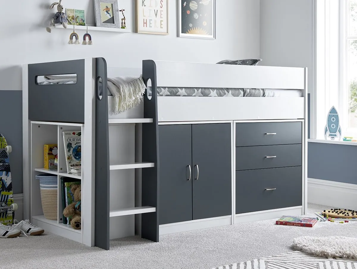 Bedmaster Bedmaster Lacy 3ft Single Grey & White Mid Sleeper Bed Frame