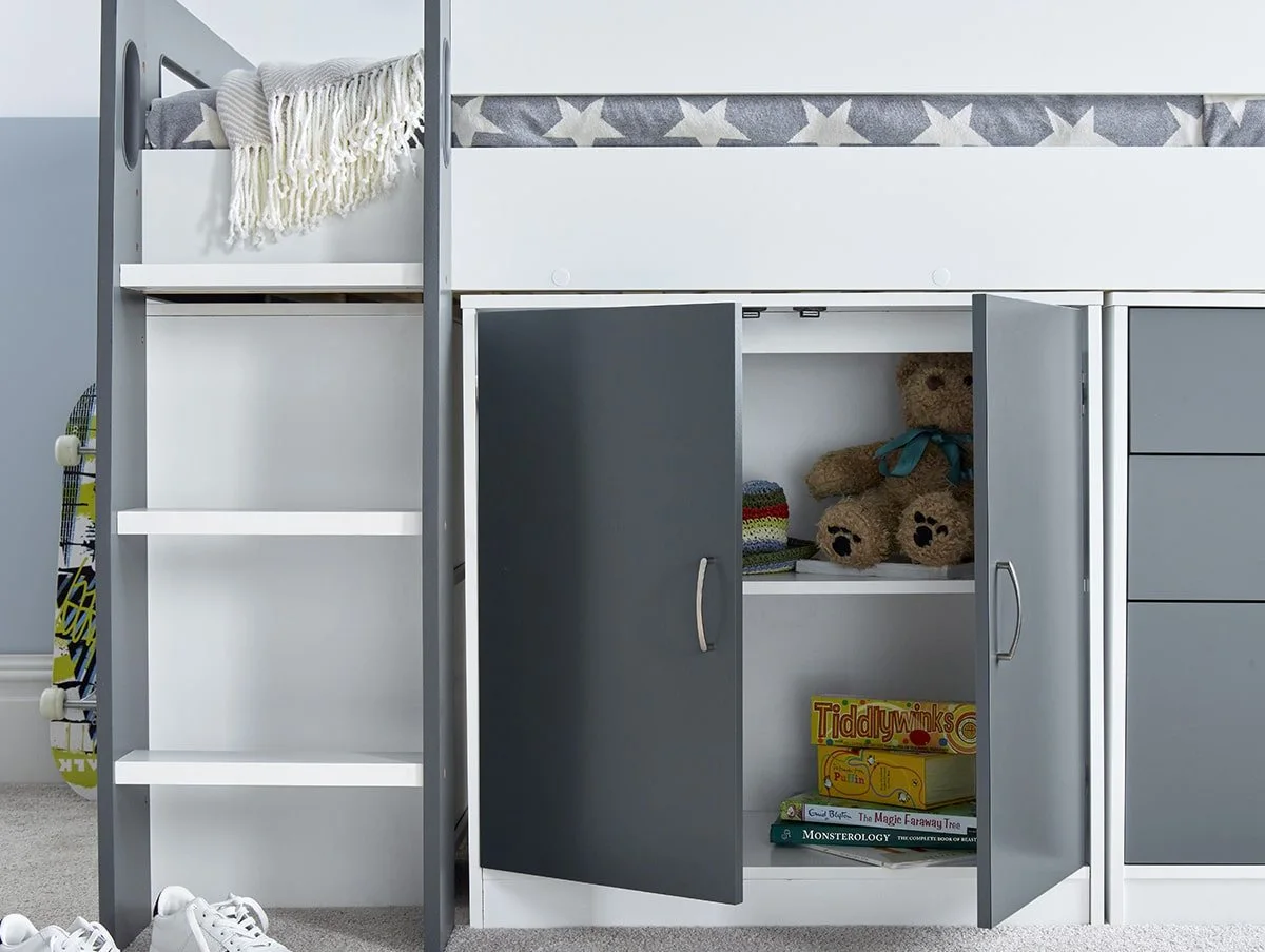 Bedmaster Bedmaster Lacy Grey & White Mid Sleeper Bed Frame