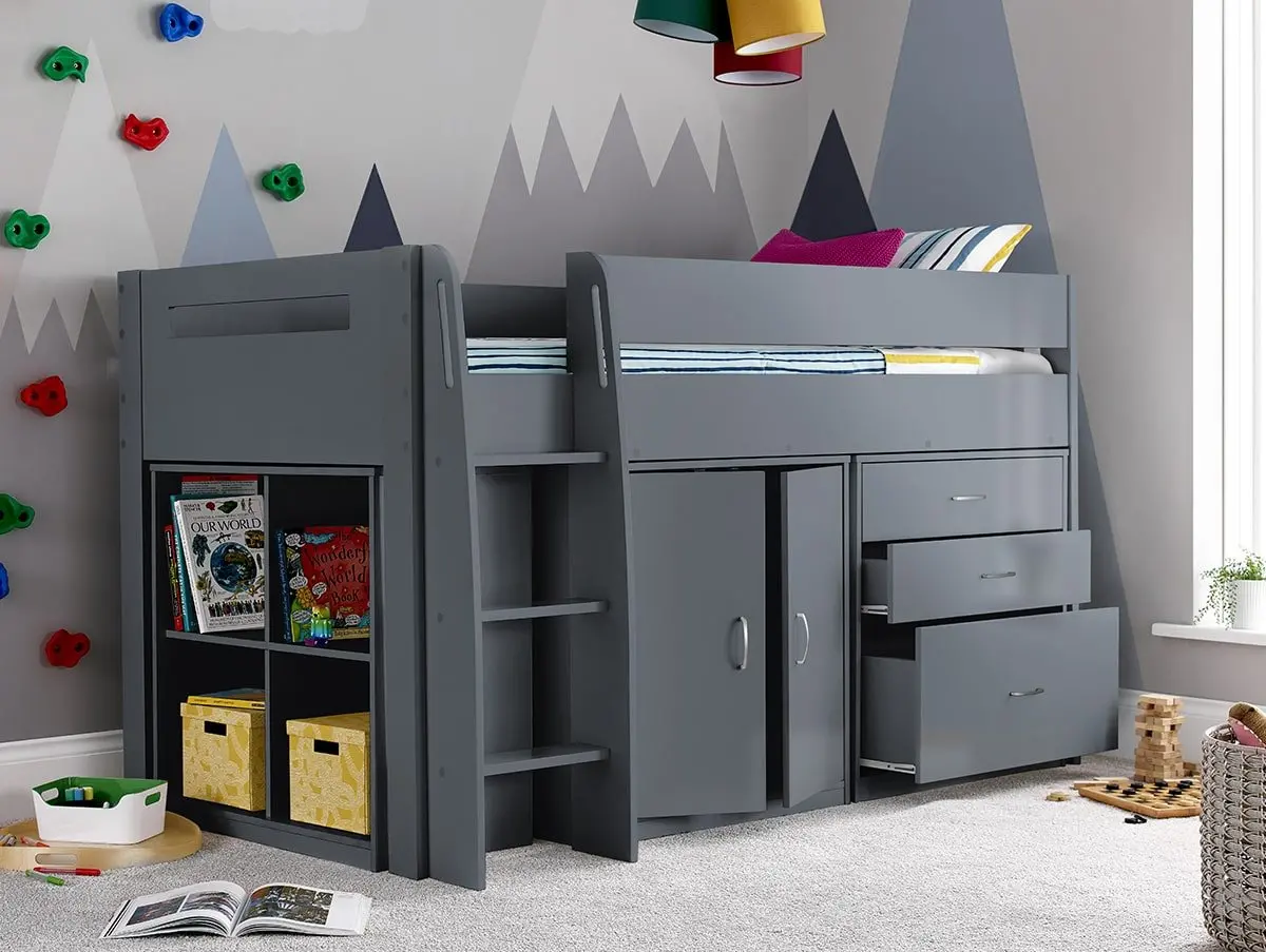 Bedmaster Bedmaster Lacy 3ft Single Grey Mid Sleeper Bed Frame