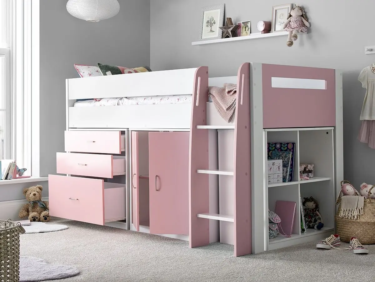 Bedmaster Bedmaster Lacy 3ft Single Pink Mid Sleeper Bed Frame