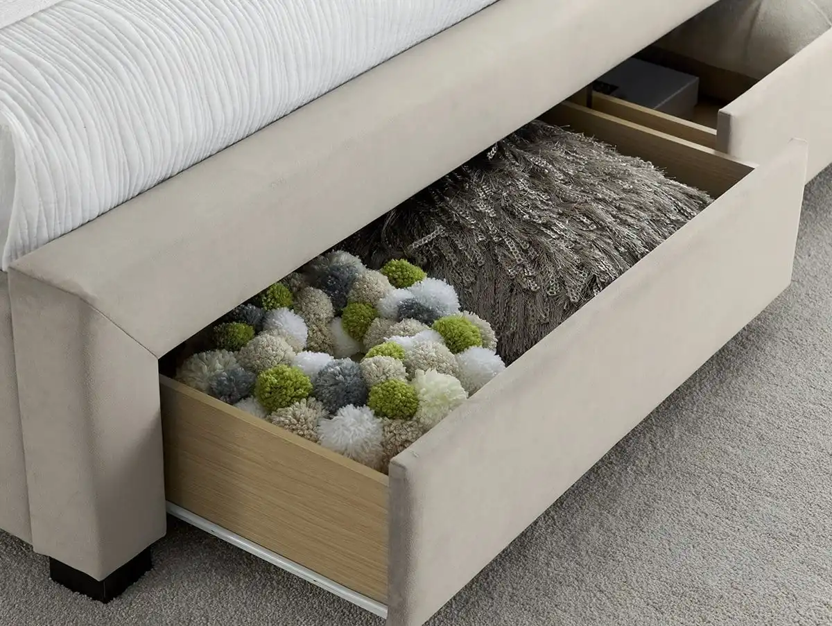Bedmaster Bedmaster Newton 4ft6 Double Stone Fabric 4 Drawer Bed Frame