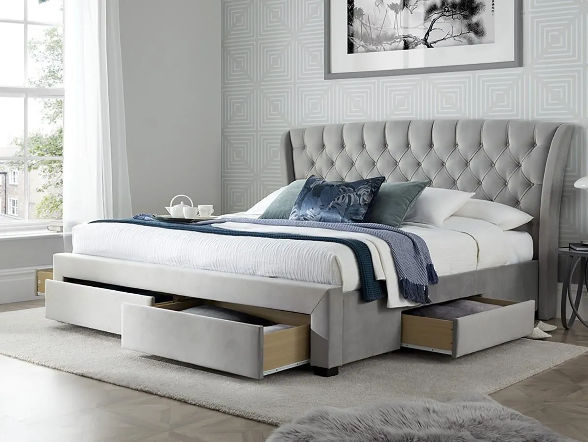Bedmaster Bedmaster Newton 5ft King Size Grey Fabric 4 Drawer Bed Frame