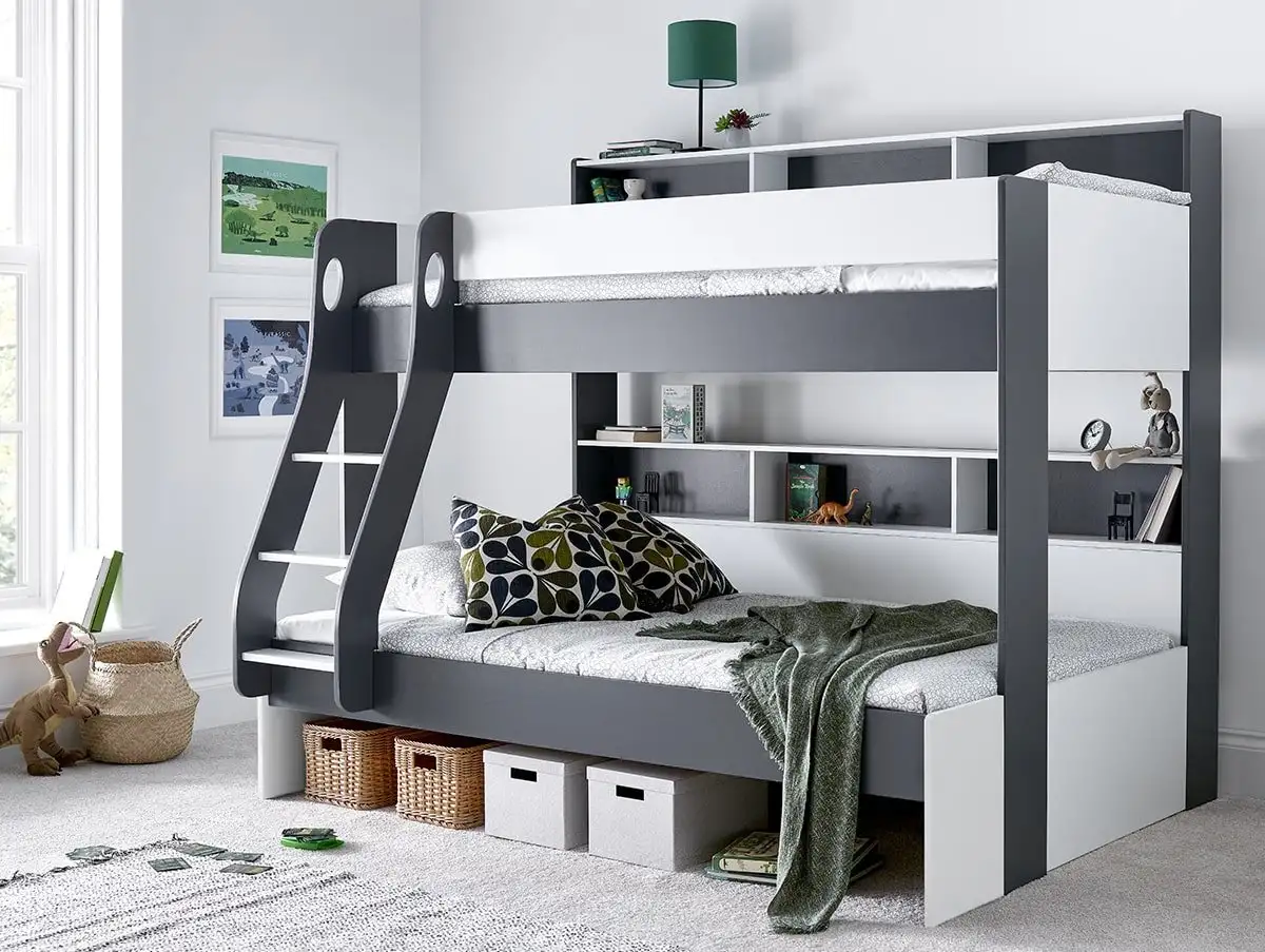 Bedmaster Bedmaster Oliver 3ft Grey & White Triple Bunk Bed Frame