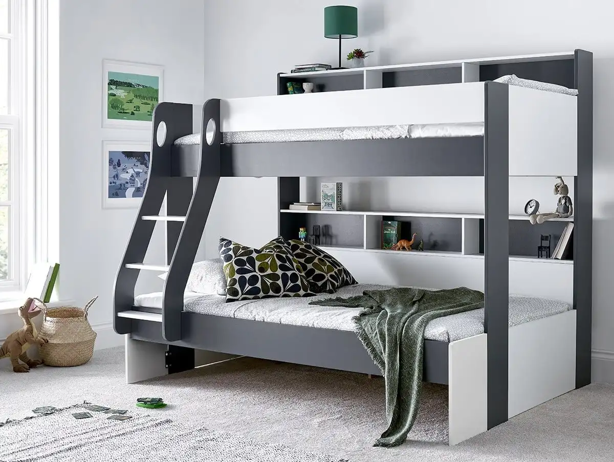 Bedmaster Bedmaster Oliver Grey & White Triple Bunk Bed Frame