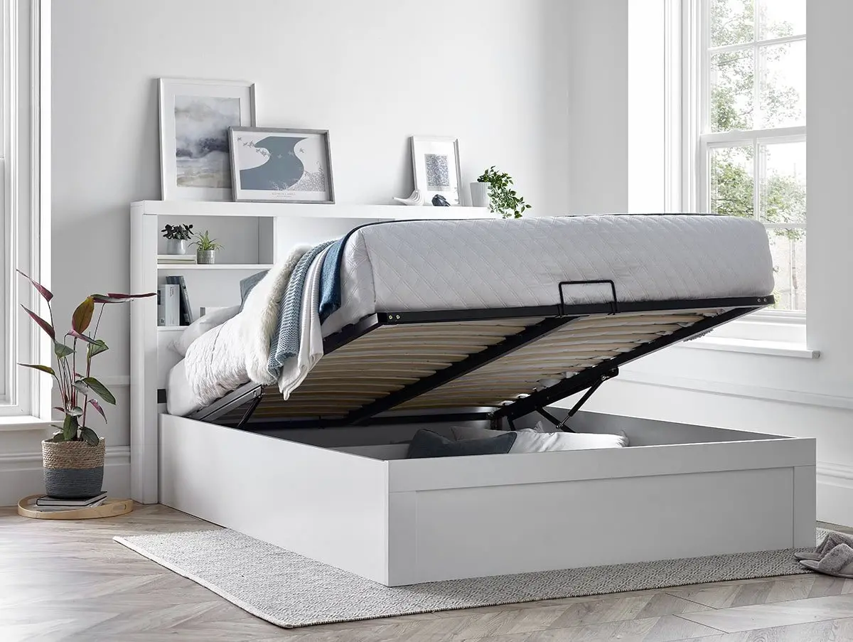 Bedmaster Bedmaster Arizona White Wooden Ottoman Bed Frame