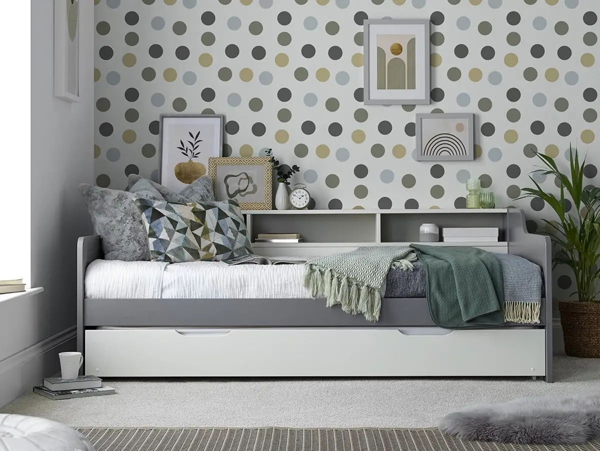 Bedmaster Bedmaster Tyler 3ft Single Grey & White Wooden Guest Bed Frame