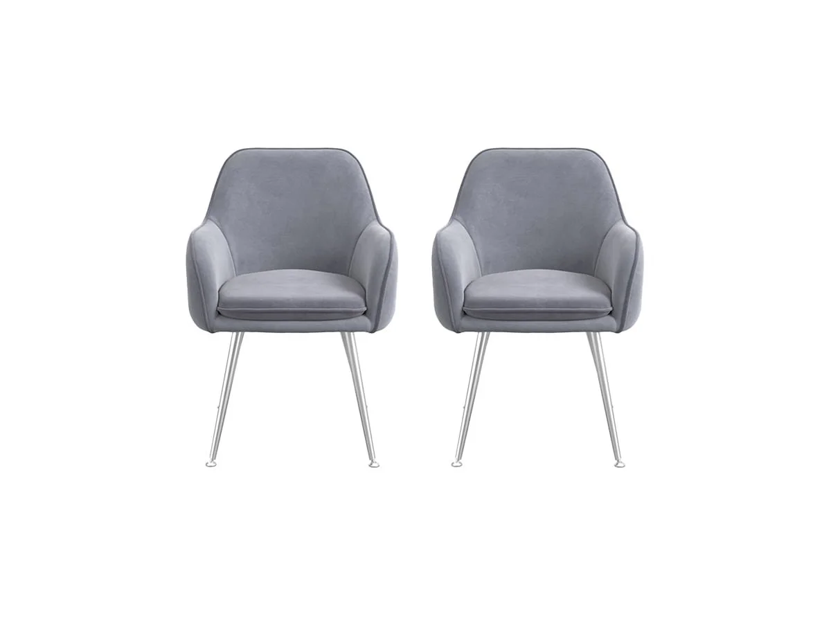 LPD LPD Tara Set of 2 Grey Velvet Dining Chairs