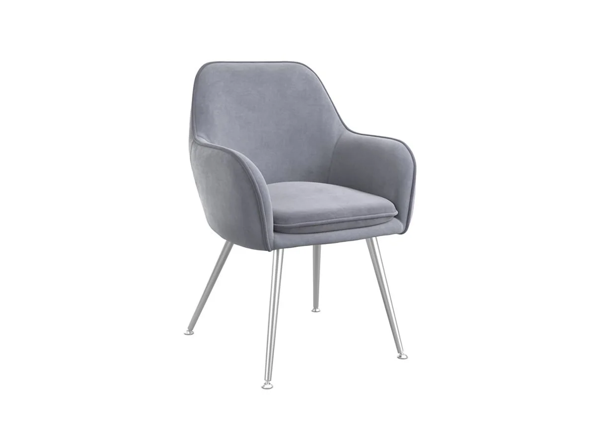 LPD LPD Tara Set of 2 Grey Velvet Dining Chairs
