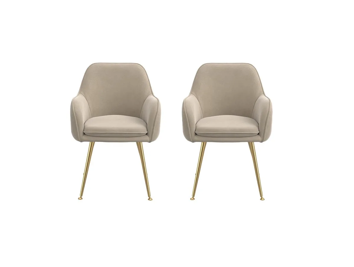 LPD LPD Tara Set of 2 Fawn Velvet Dining Chairs