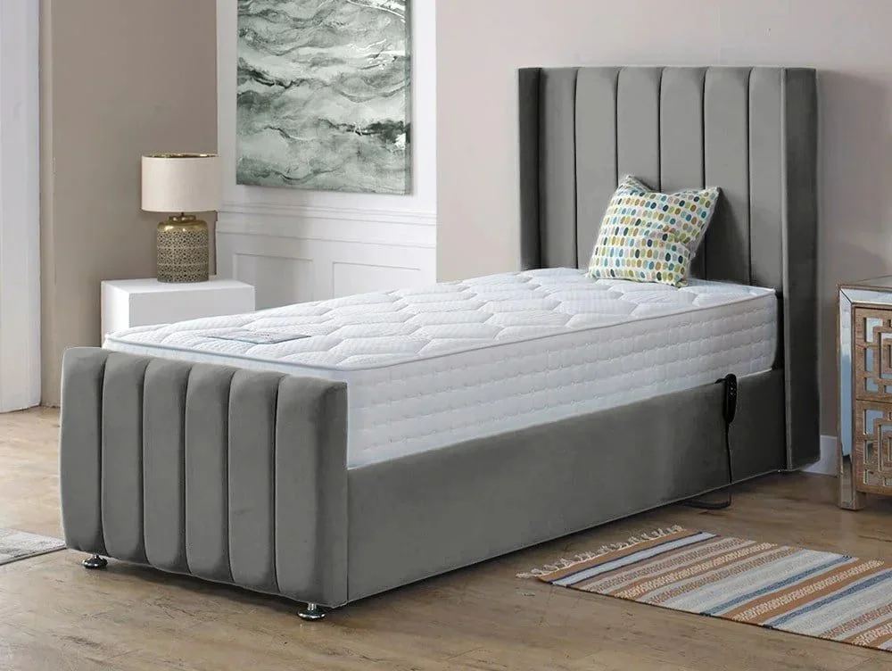 Flexisleep Clearance - Flexisleep Jura Electric Adjustable 4ft Small Double Bed Frame, Graceland Graphite Finish with Eco Natural Pocket 1500