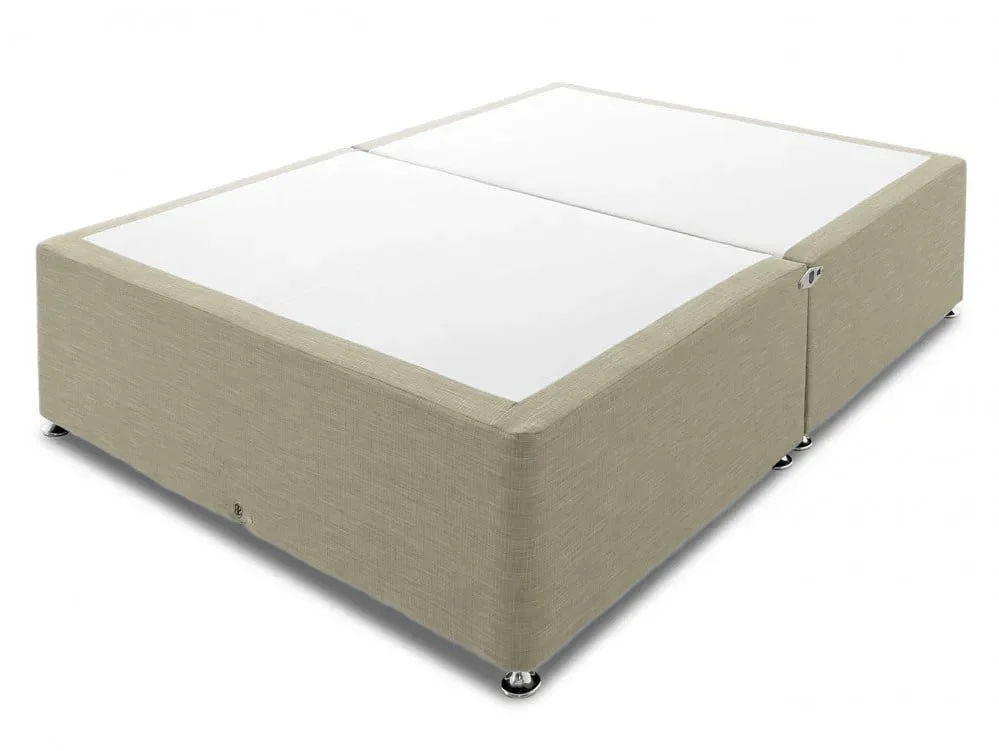 Shire Clearance - Shire Beds 4ft6 Double Divan Base with 4 Drawers plus 4 Panel Floor Standing Headboard in Faux Suede Ivory