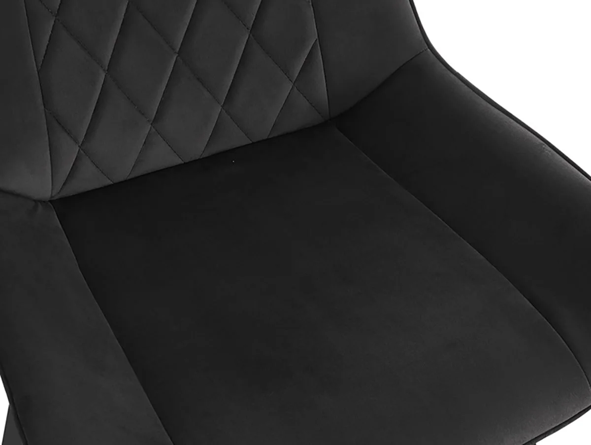 TGC TGC Alice Set of 2 Black Velvet Fabric Dining Chairs with Black Legs