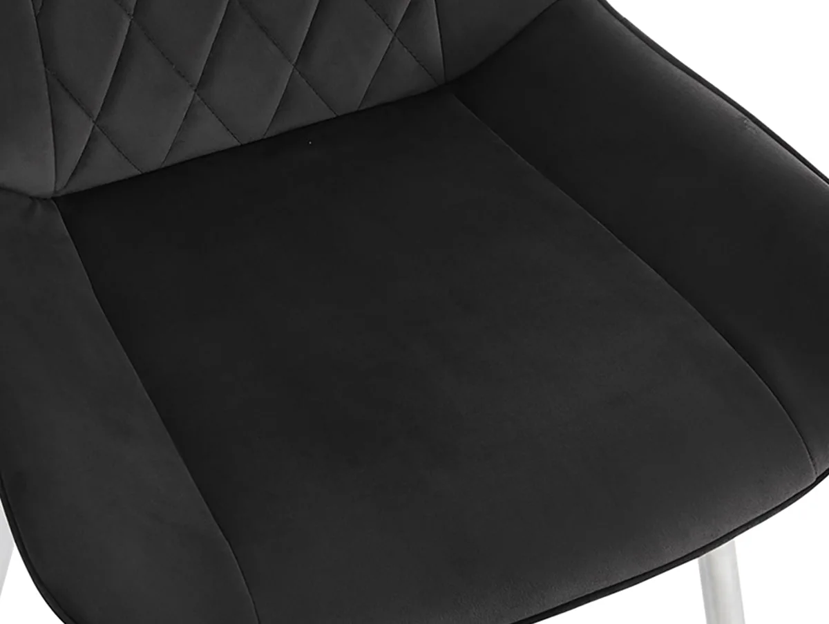 TGC TGC Alice Set of 2 Black Velvet Fabric Dining Chairs with Silver Legs