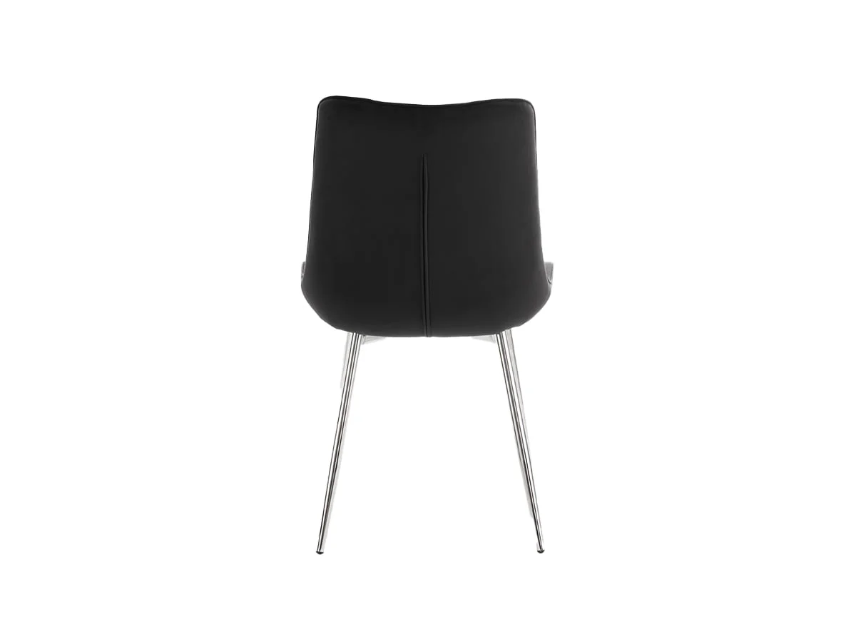 TGC TGC Alice Set of 2 Black Velvet Fabric Dining Chairs with Silver Legs