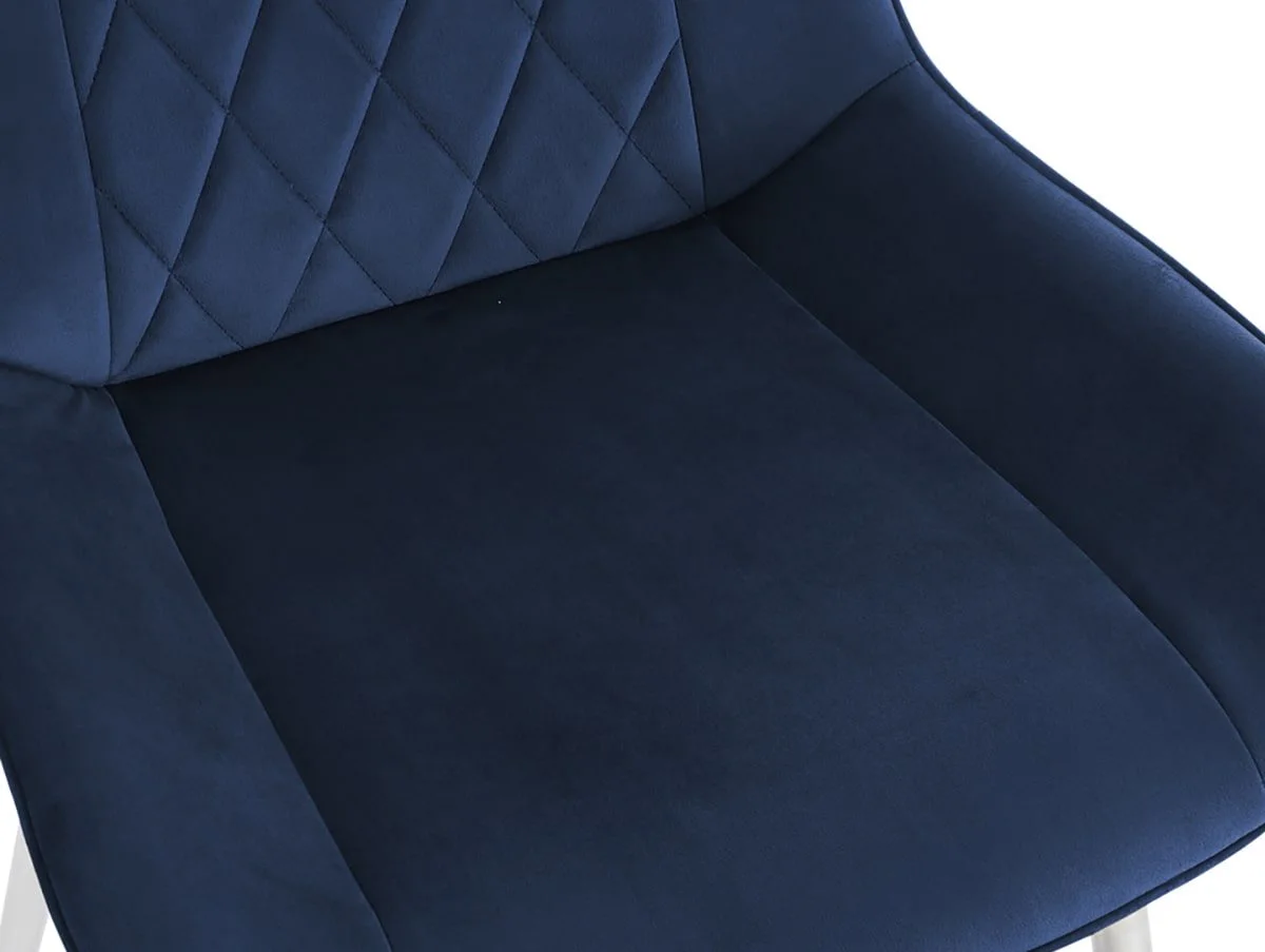 TGC TGC Alice Set of 2 Blue Dining Chairs with Silver Legs