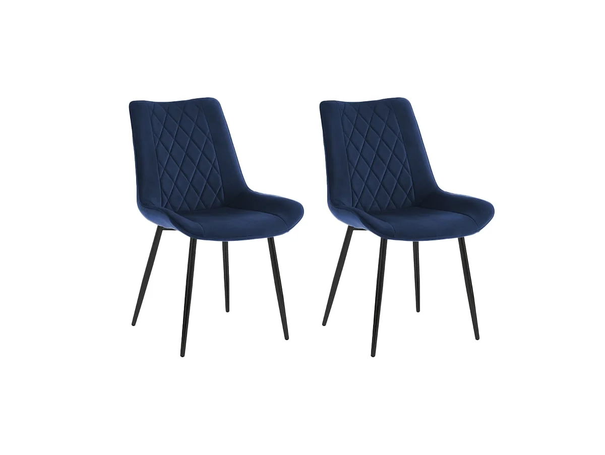 TGC TGC Alice Set of 2 Blue Dining Chairs with Black Legs