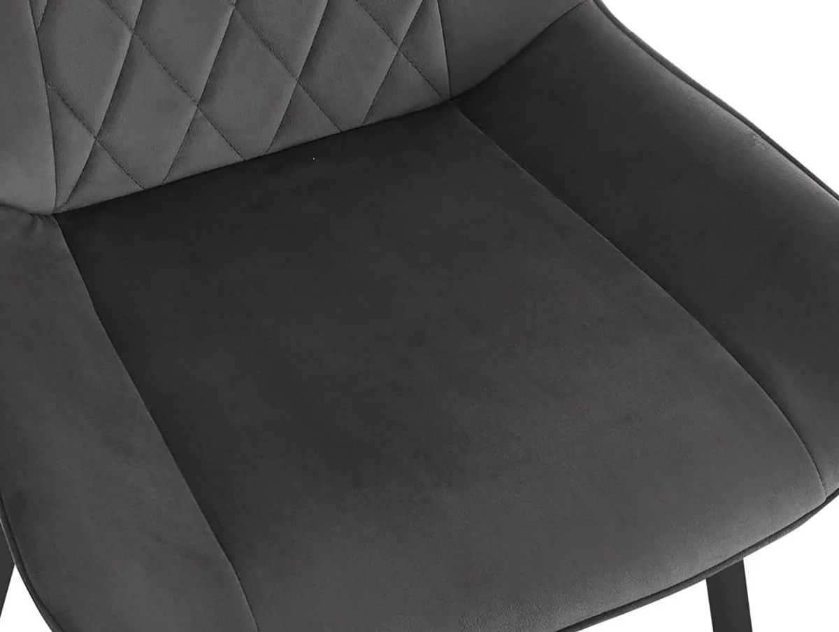 TGC TGC Alice Set of 2 Grey Fabric Dining Chairs with Black Legs