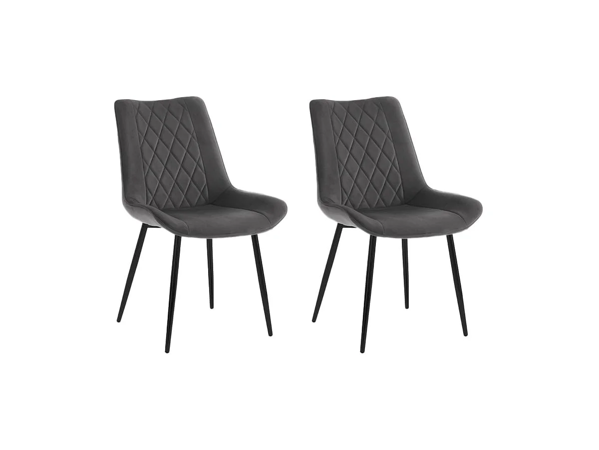 TGC TGC Alice Set of 2 Grey Fabric Dining Chairs with Black Legs