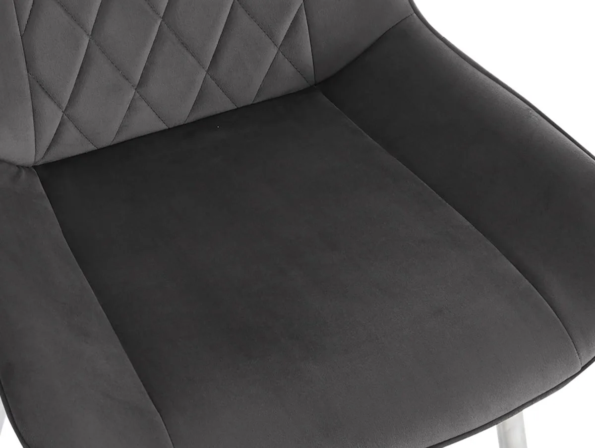 TGC TGC Alice Set of 2 Grey Fabric Dining Chairs with Silver Legs