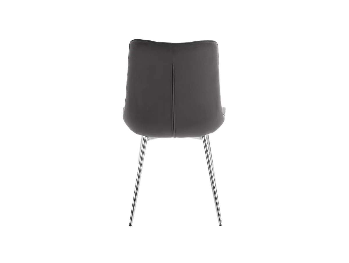 TGC TGC Alice Set of 2 Grey Fabric Dining Chairs with Silver Legs