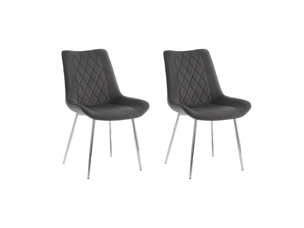 TGC TGC Alice Set of 2 Grey Fabric Dining Chairs with Silver Legs