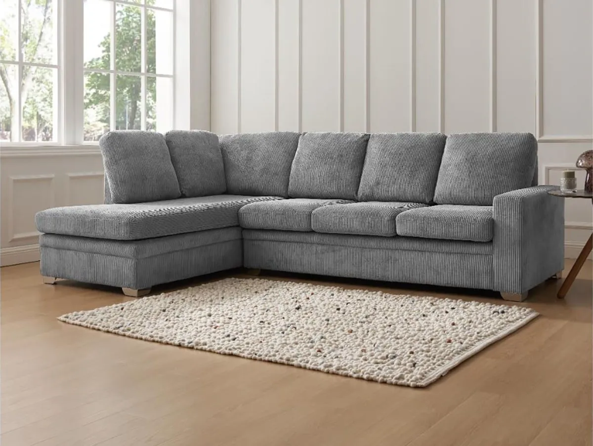 TGC TGC Allison Grey Fabric Jumbo Left Hand Corner Sofa