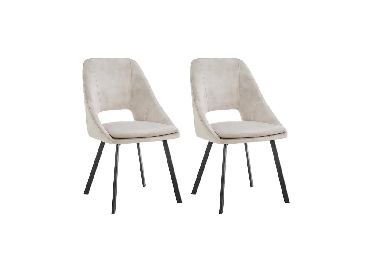 TGC TGC Bella Set of 2 Cream Velvet Fabric Dining Chairs