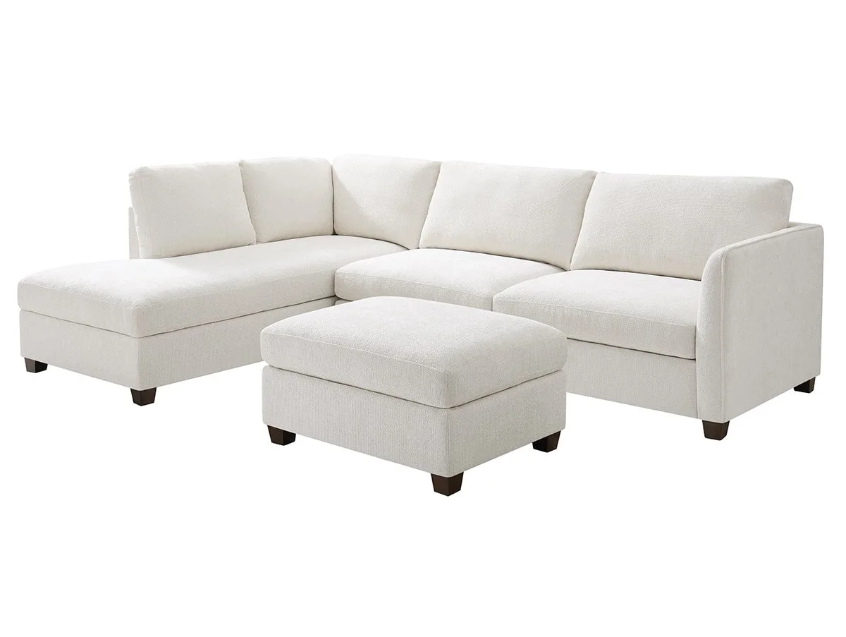 TGC TGC Brittany Cream Chenille Fabric Left Hand Corner Sofa with Footstool