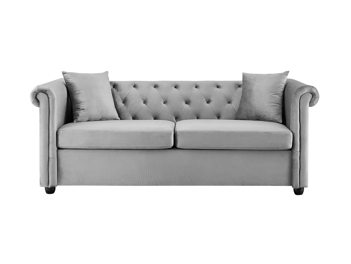 TGC TGC Cambridge Grey Velvet Fabric 3 Seater Sofa