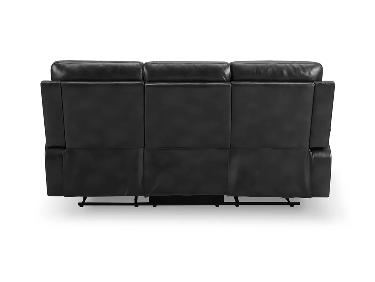 TGC TGC Cameron Black Faux Leather 3 Seater Manual Recliner Sofa