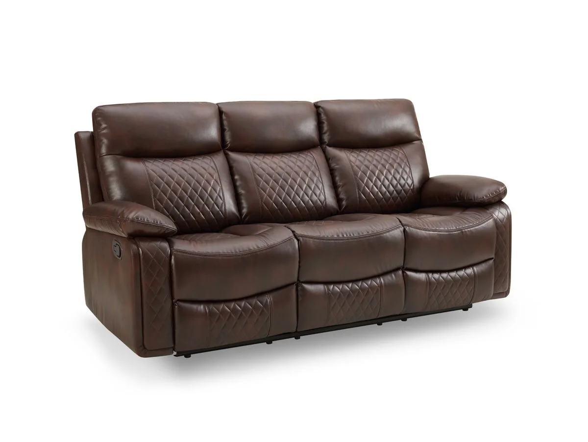 TGC TGC Cameron Brown 3 Seater Manual Recliner Sofa